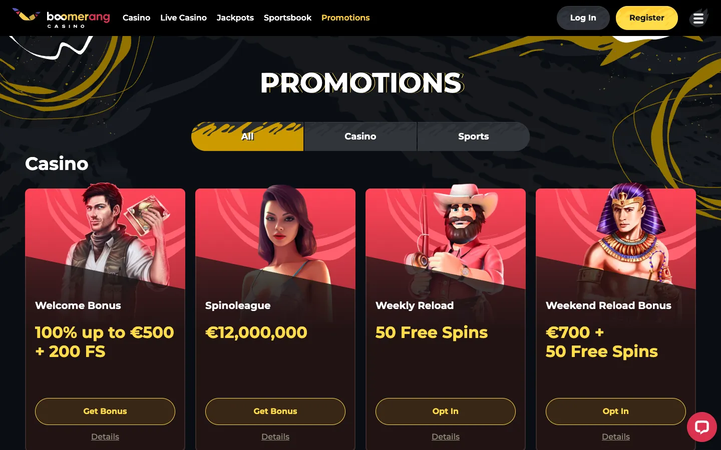 Boomerang Casino: Bonuses