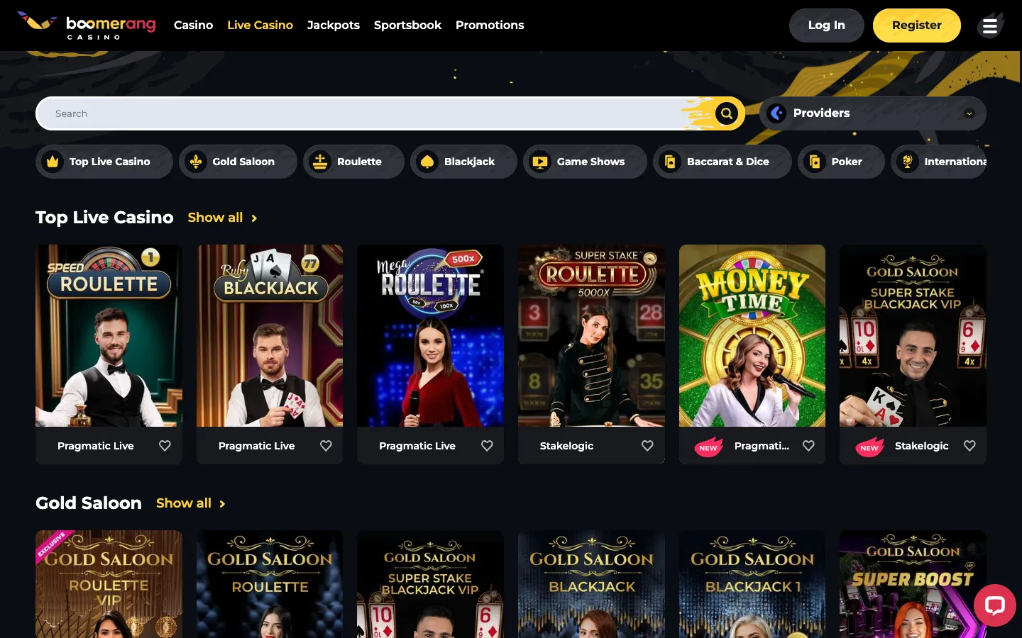 Boomerang Casino: Live casino