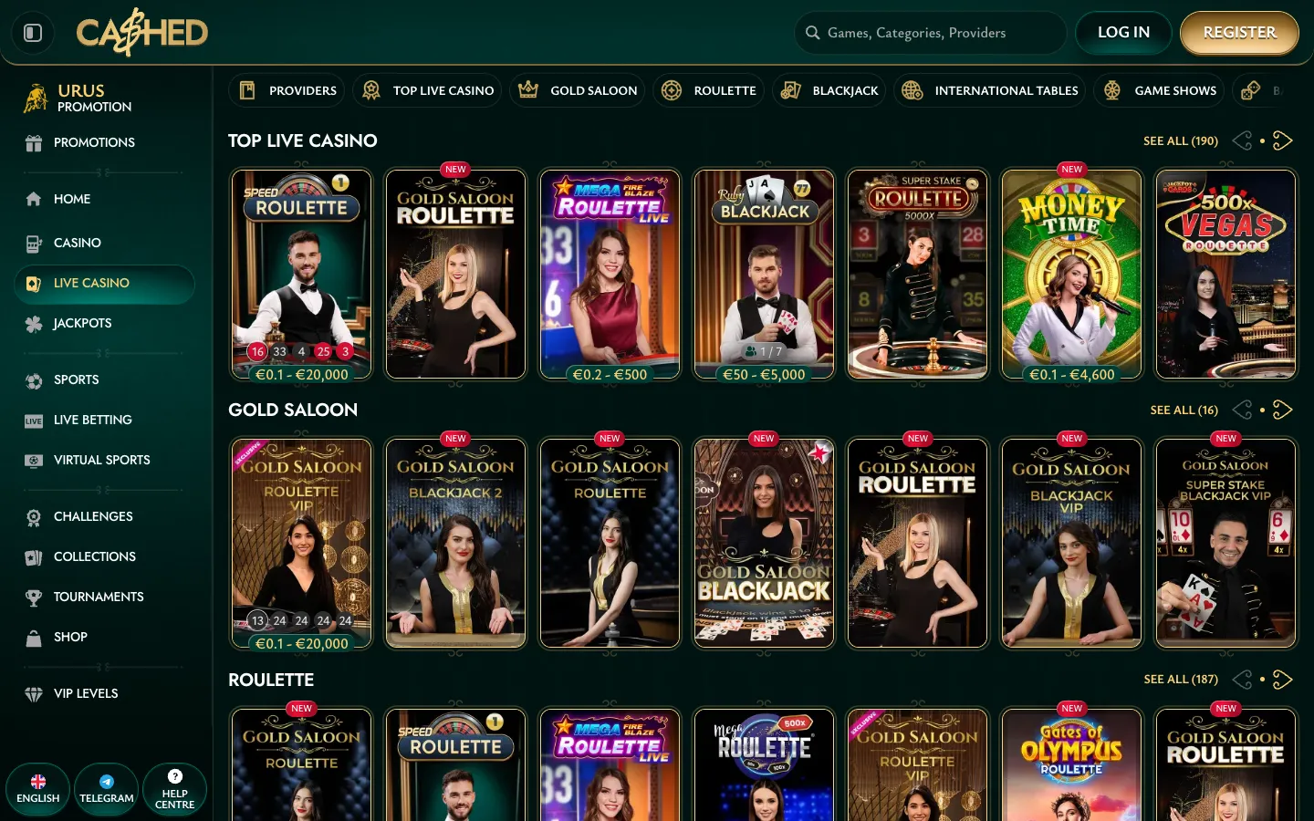 Cashed Casino: Live casino