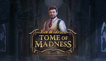 Rich Wilde and the Tome of Madness slot cover featuring the game’s official logo with a dark, mystical theme.