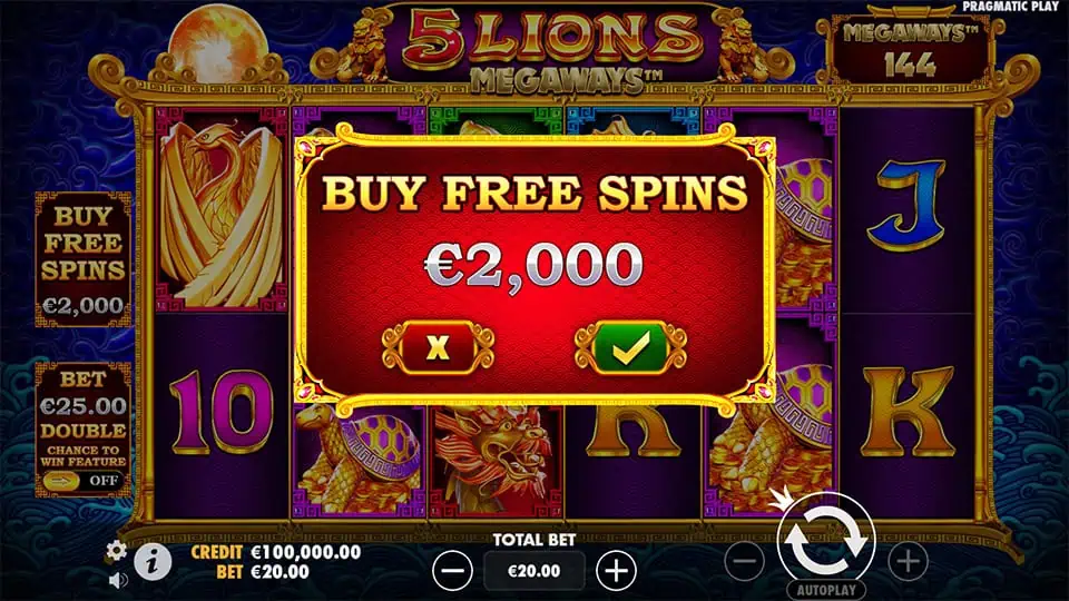 5 Lions Megaways slot bonus buy