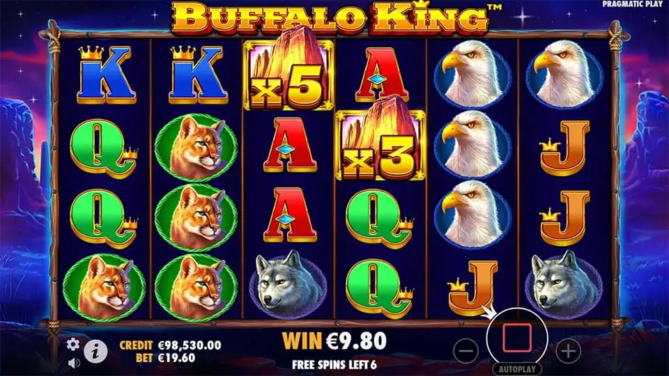 Buffalo King slot feature wild multiplier