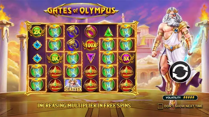 Homepage of Gates of Olympus slot introducing game features and bonus mechanics.