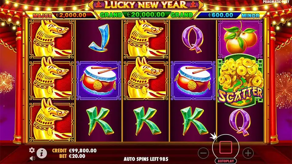 Lucky New Year slot feature wild symbol