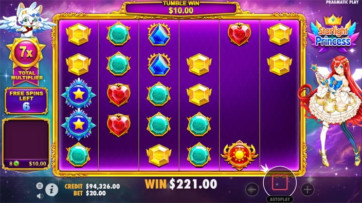 Starlight Princess slot tumble feature