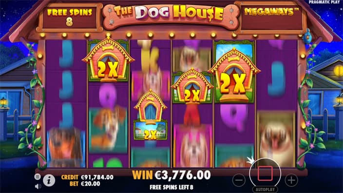 The Dog House Megaways slot raining wilds free spins