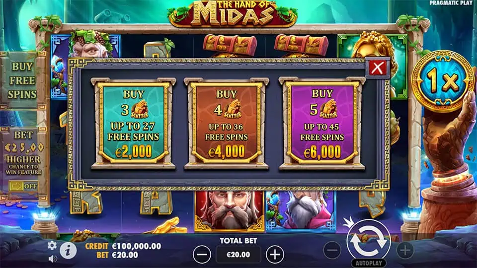 The Hand of Midas slot bonus buy