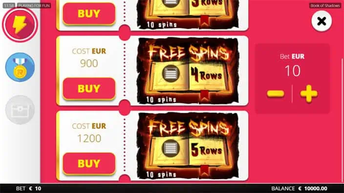 Book of Shadows slot bonus buy 1