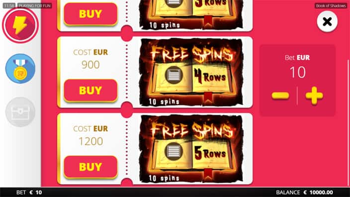 Book of Shadows slot bonus buy