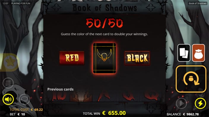 Book of Shadows slot gamble 50 50