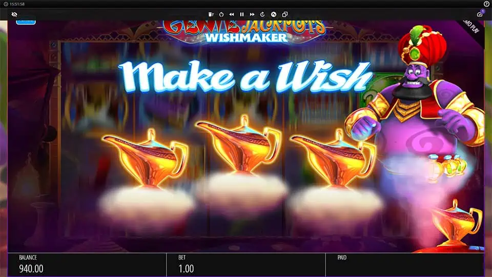 Genie Jackpots Wishmaker slot feature make a wish