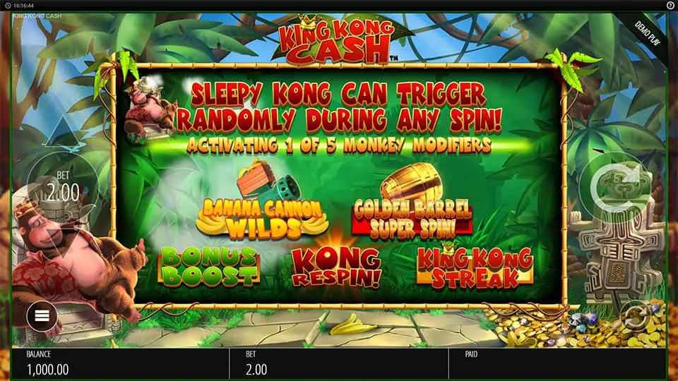 King Kong Cash slot features