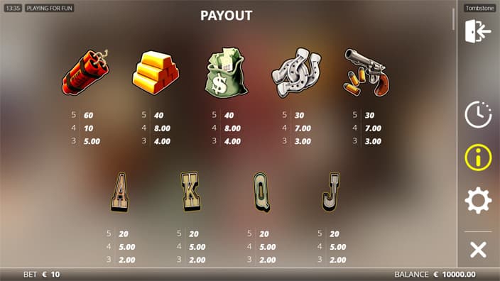 Tombstone slot paytable