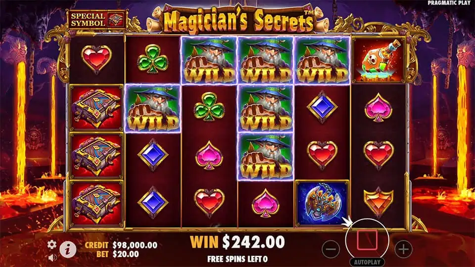 Magicians Secrets slot feature wild symbol