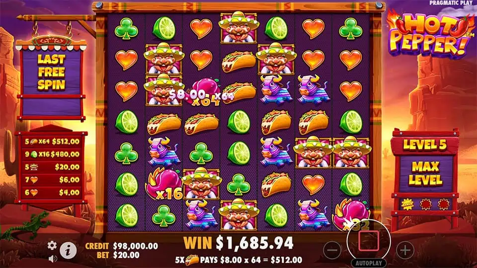 Hot Pepper slot feature wild multiplier