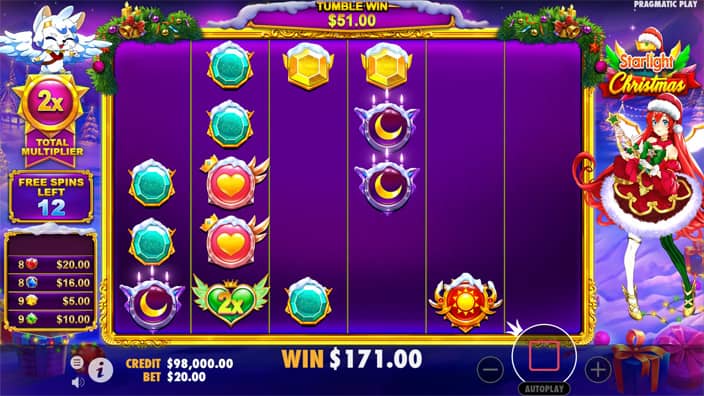 Starlight Christmas slot tumble feature