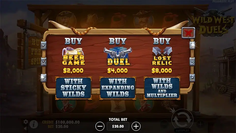 Wild West Duels slot bonus buy