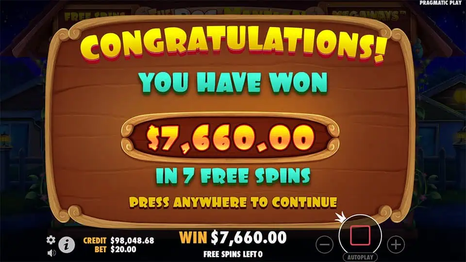 The Dog Mansion Megaways slot big win