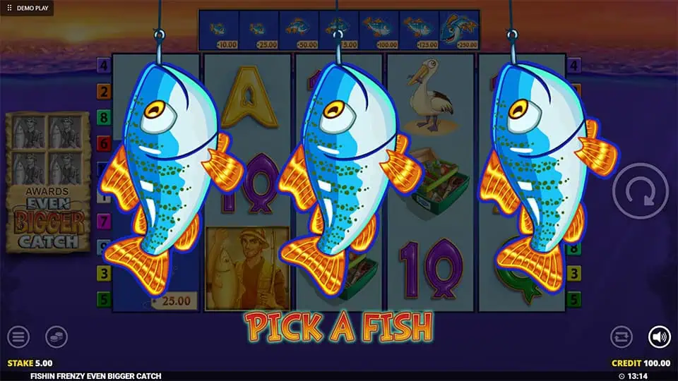 Fishin Frenzy Even Bigger Catch slot feature pick a fish