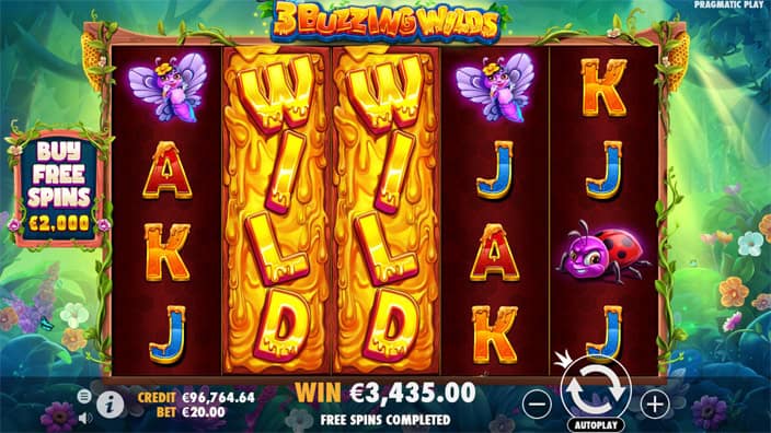 3 Buzzing Wilds slot expanding wilds 1