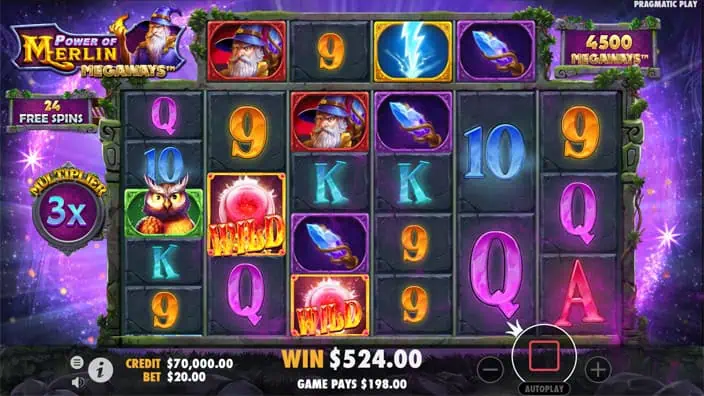 Power of Merlin Megaways slot lightning bolt feature 1