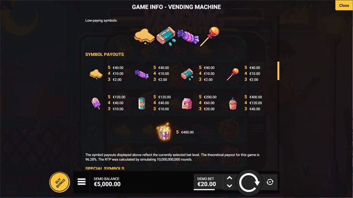 Vending-Machine-slot-paytable