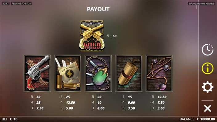 Bounty-Hunters-slot-paytable