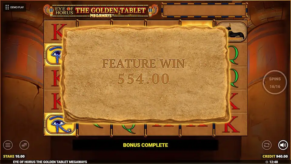 Eye of Horus Golden Tablet Megaways slot big win