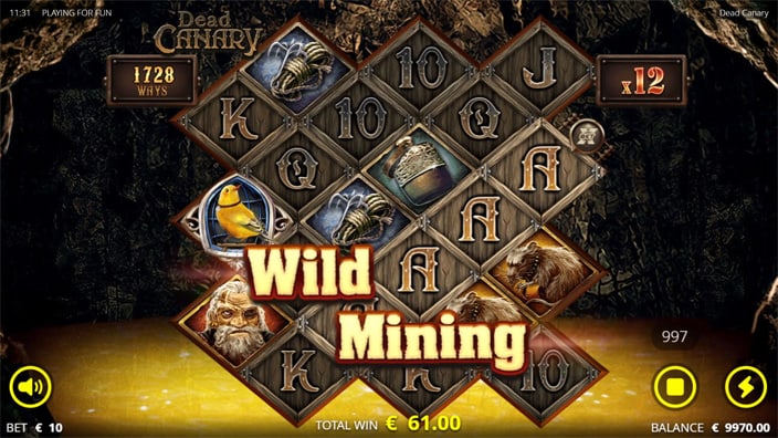 Dead Canary slot feature wild mining