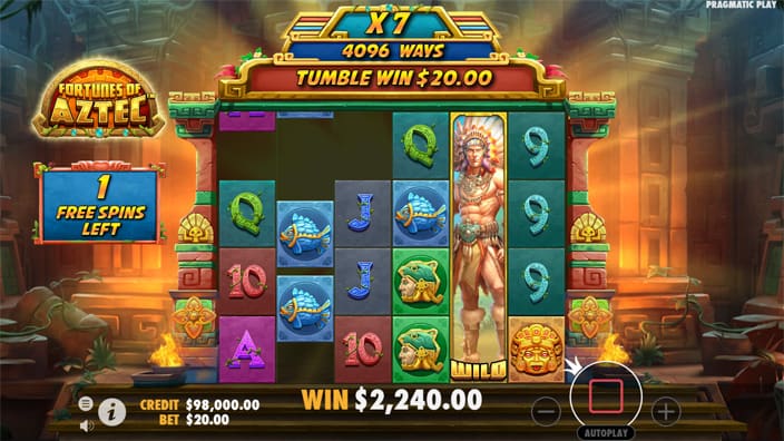 Fortunes of the Aztec slot tumble feature
