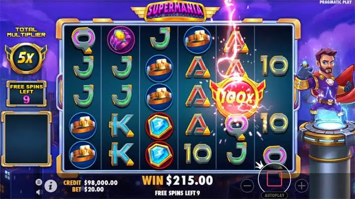 Supermania slot symbol multiplier 1