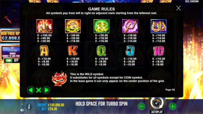 Demon Pots slot paytable