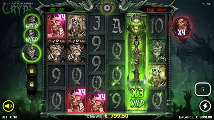 The Crypt slot feature xNudge wild