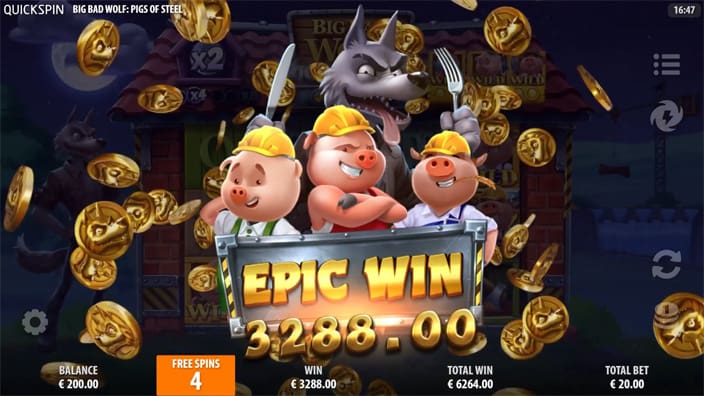 Big Bad Wolf Pigs of Steel slot big win