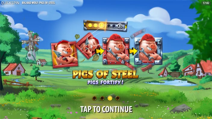 Big Bad Wolf Pigs of Steel slot features