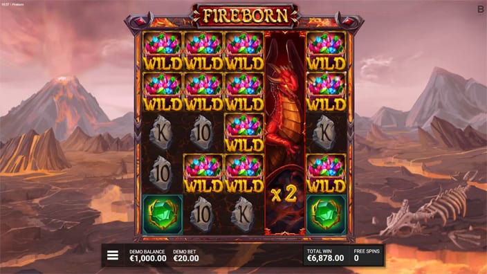 Fireborn slot feature wild symbols