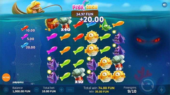 Fish and Cash slot multiplier feature