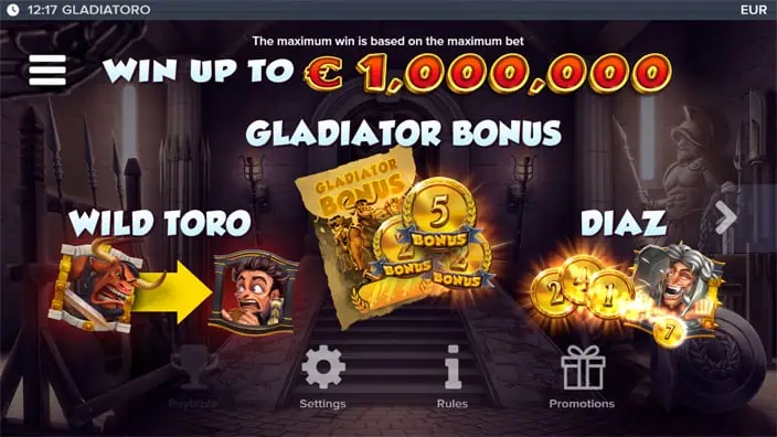 Gladiatoro slot features