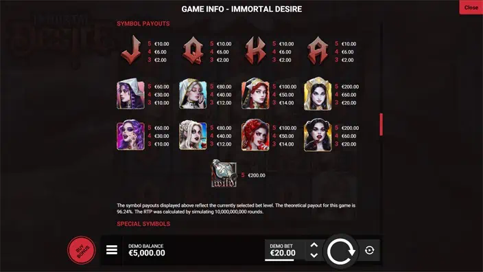 Immortal Desire Slot, Review + Play Demo