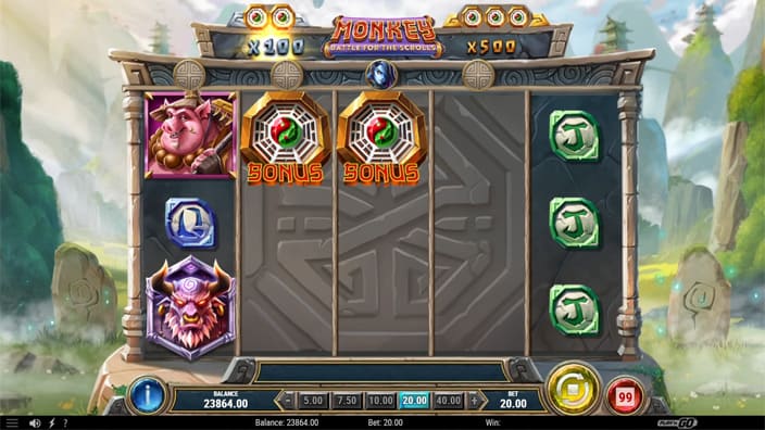 Monkey Battle for the Scrolls slot feature bonus game
