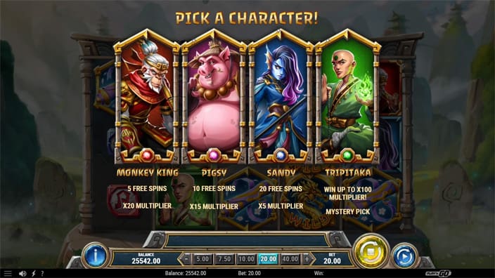 Monkey Battle for the Scrolls slot feature free spins choices