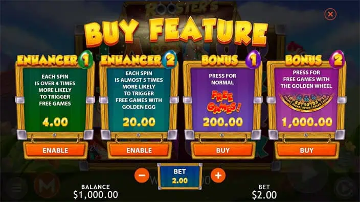 Roosters Revenge slot bonus buy 1