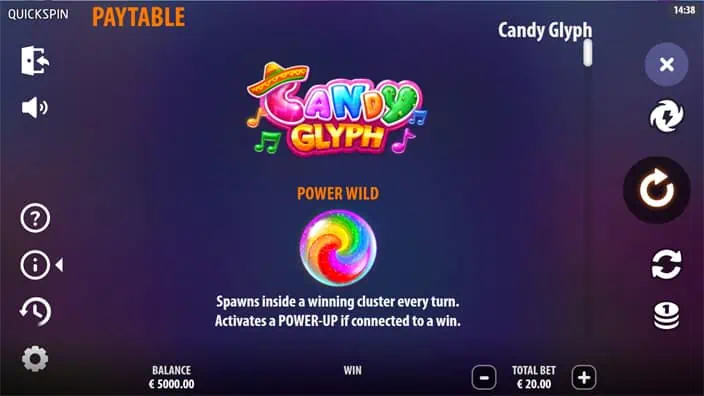Candy Glyph slot paytable