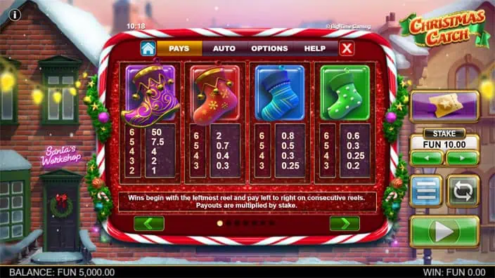 Christmas Catch slot paytable