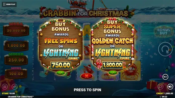 Crabbin for Christmas slot bonus buy