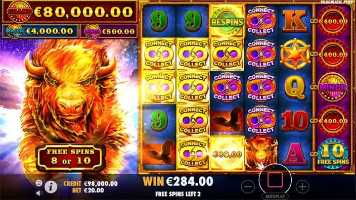 Fire Stampede slot feature connect and collect