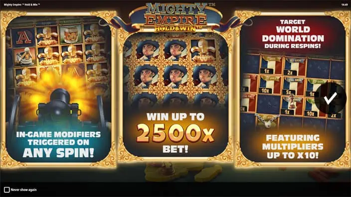 Mighty Empire Hold and Win slot features