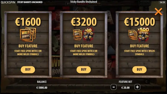 Sticky Bandits Unchained slot bonus buy