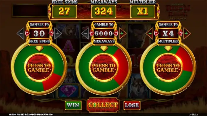 Bison Rising Megaways Reloaded slot feature gamble free spins