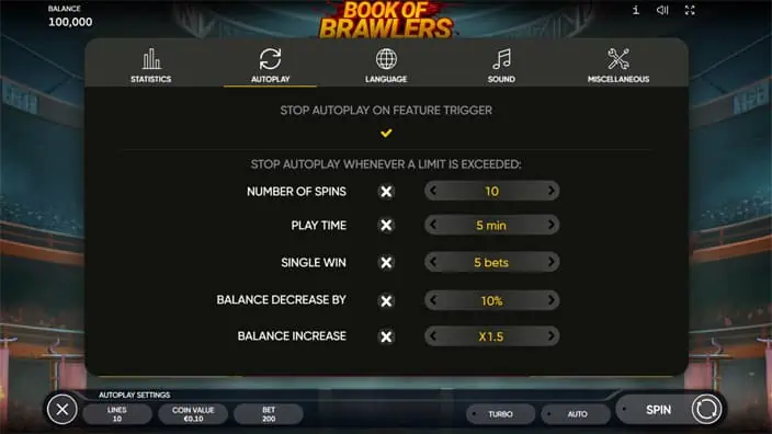 Book of Brawlers slot feature autoplay